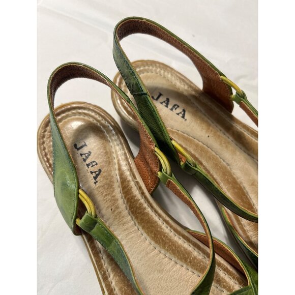 Jafa Green Leather Slingback Sandals Handmade In Israel Size 39 - Picture 5 of 9